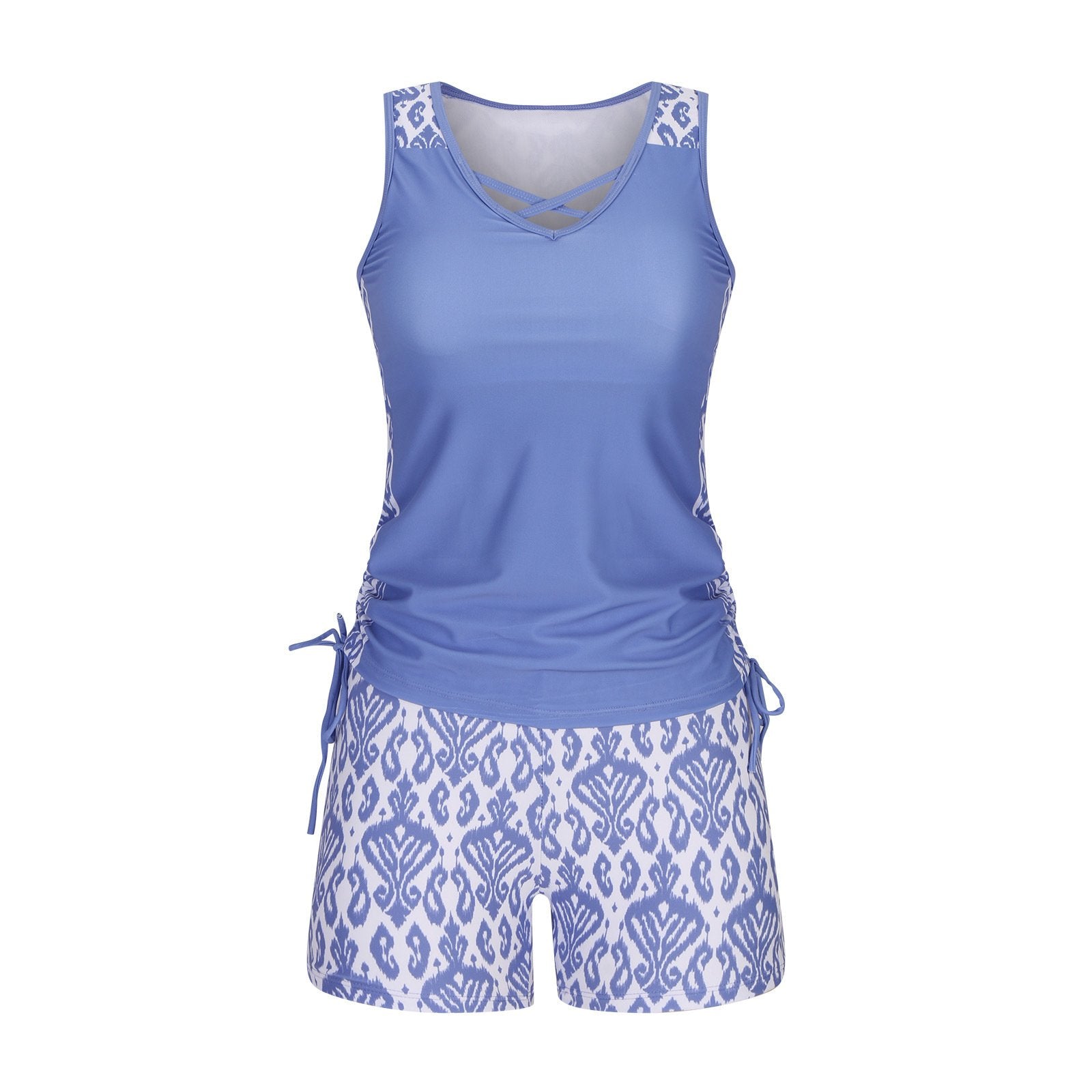 ⏰LAST DAY 50% OFF - Miraclesuit Women's Tummy Control Tankini Set with Built-In Bra – Flattering Boho Swimwear with Shorts