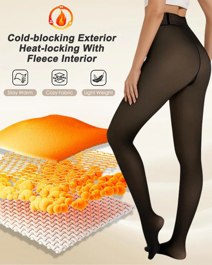 Semi-Transparent Single Seam Fleece Lined Tights
