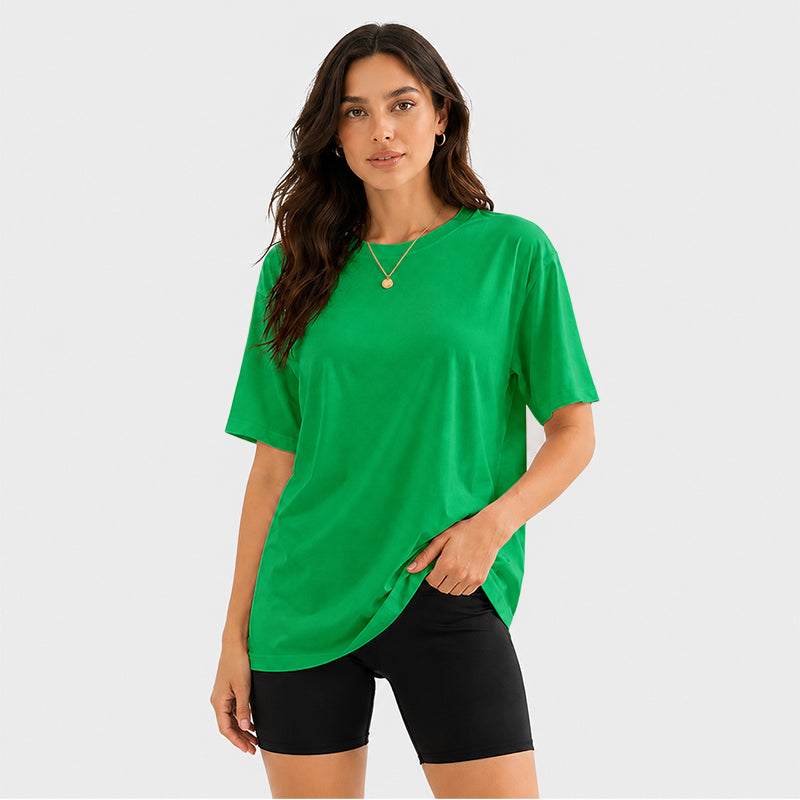 Women's Short Sleeve T Shirt Solid Color Round Neck Casual Tee