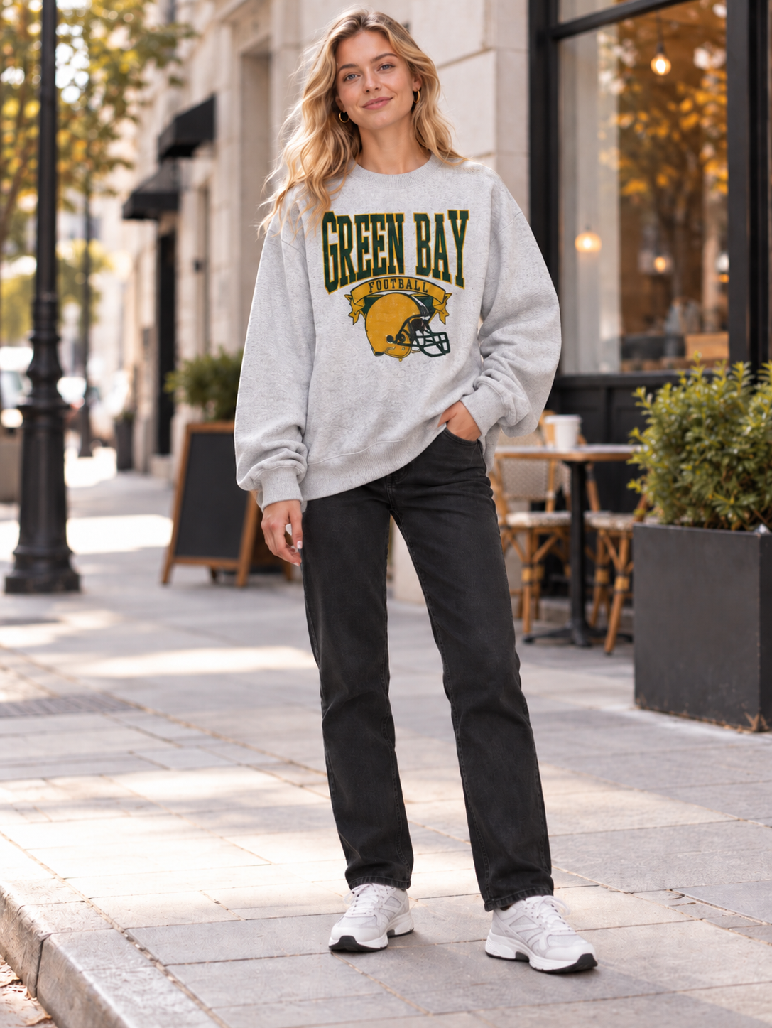 Vintage Football Fleece Sweatshirt Hometown Team Sublimation Print Long Sleeve