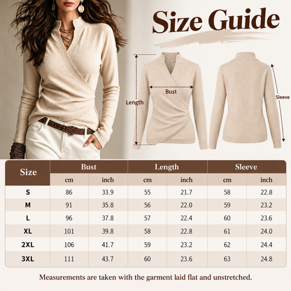 Early Autumn Fake Neck Cross Wrap Sweater for Women
