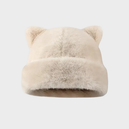 Leopard Print Plush Cat Ear Hat