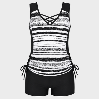 ⏰LAST DAY 50% OFF -Women's Tummy Control Tankini Set with Built-In Bra – Flattering Boho Swimwear with Shorts