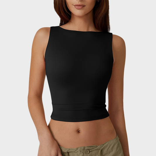 High Neck Open Back Crop Tank Y2K Sleeveless Tee