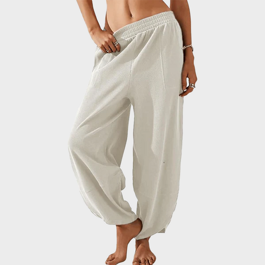 Womens Baggy Wide Leg Pants Casual Elastic Waisted Palazzo Harem Pants with Pockets
