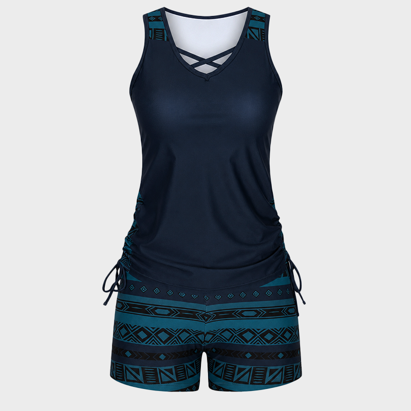 ⏰LAST DAY 50% OFF -Women's Tummy Control Tankini Set with Built-In Bra – Flattering Boho Swimwear with Shorts