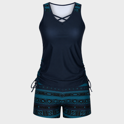 ⏰LAST DAY 50% OFF -Women's Tummy Control Tankini Set with Built-In Bra – Flattering Boho Swimwear with Shorts