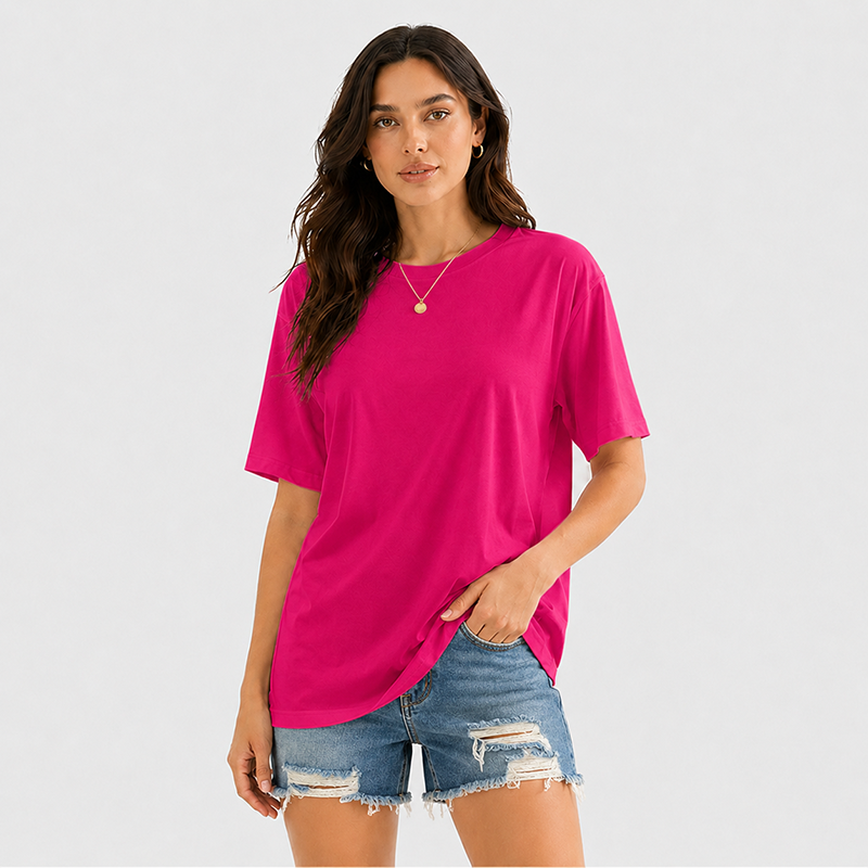 Women's Short Sleeve T Shirt Solid Color Round Neck Casual Tee