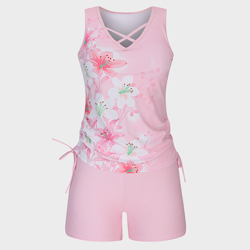 ⏰LAST DAY 50% OFF -Women's Tummy Control Tankini Set with Built-In Bra – Flattering Boho Swimwear with Shorts