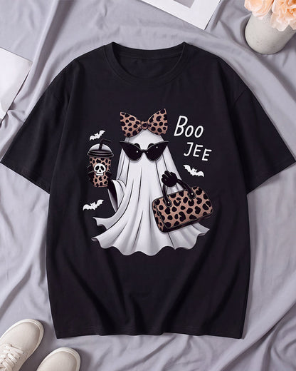 Boo-Jee Leopard Ghost Graphic T-Shirt
