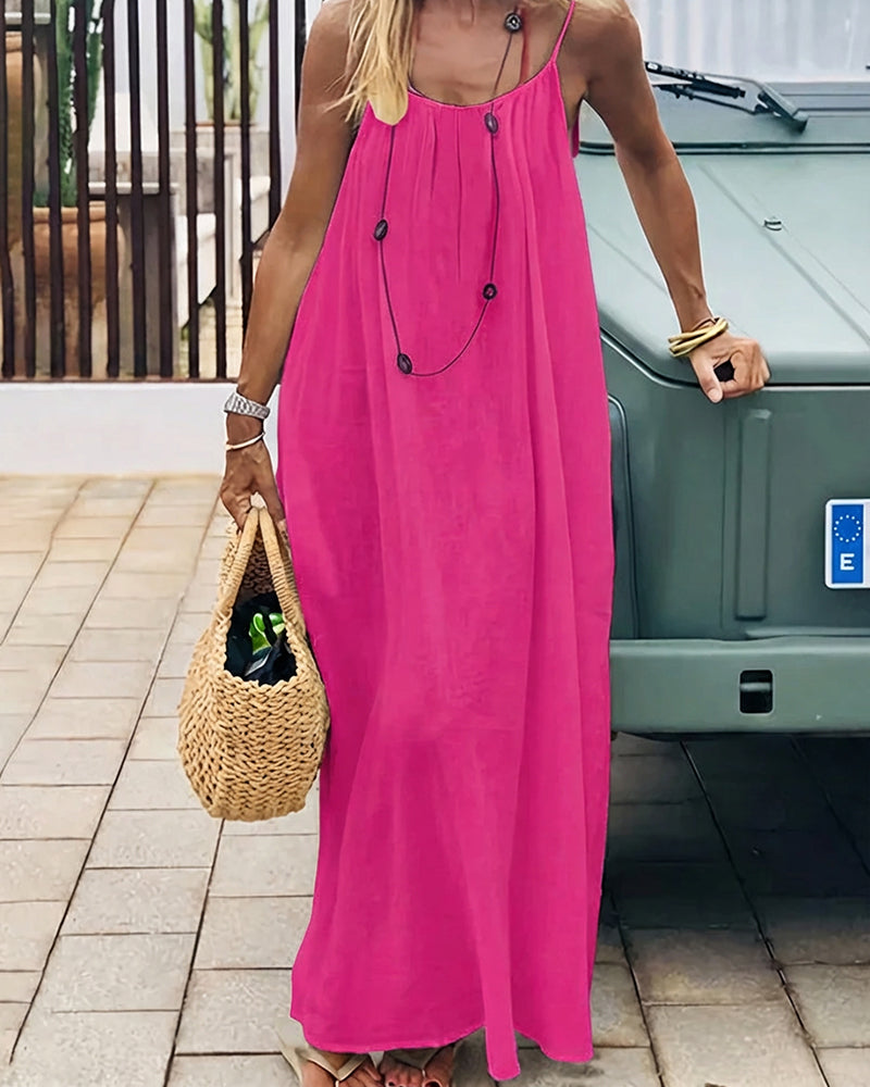 Women's Solid Color Backless Cami Dress