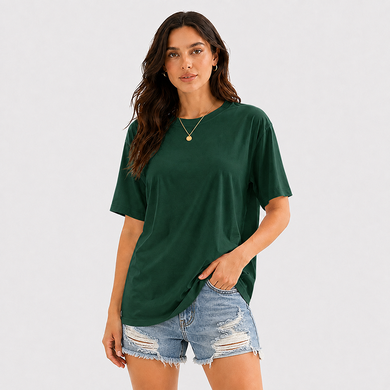 Women's Short Sleeve T Shirt Solid Color Round Neck Casual Tee