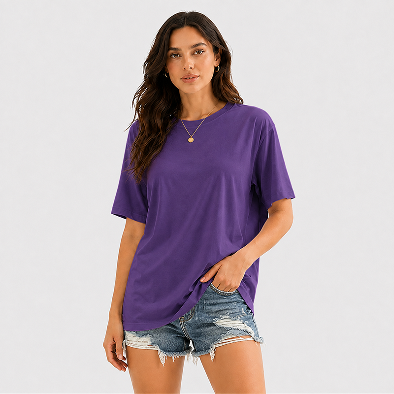 Women's Short Sleeve T Shirt Solid Color Round Neck Casual Tee
