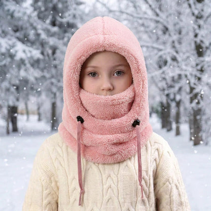 3-in-1 Kids' Winter Hood – Soft Fleece Hat, Face Cover & Neck Warmer❄️🧣