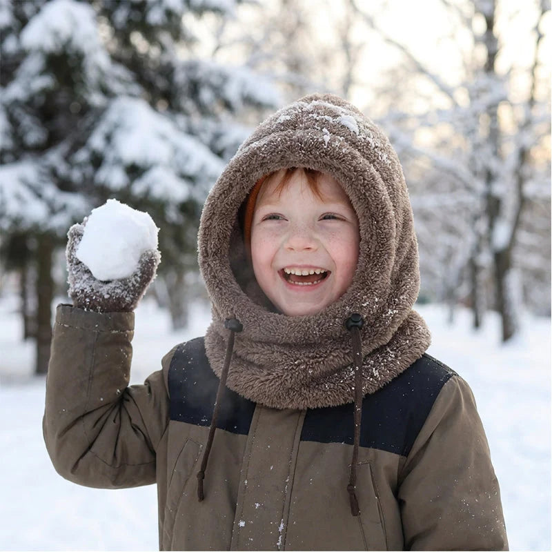 3-in-1 Kids' Winter Hood – Soft Fleece Hat, Face Cover & Neck Warmer❄️🧣
